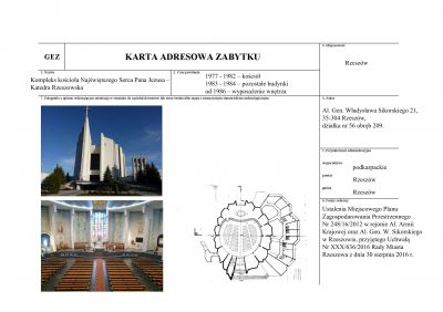 Ks. Paweł Batory, "Kompleks kościoła Najświętszego Serca Pana Jezusa - Katedra Rzeszowska", karta adresowa zabytku, 2021 - strona 1